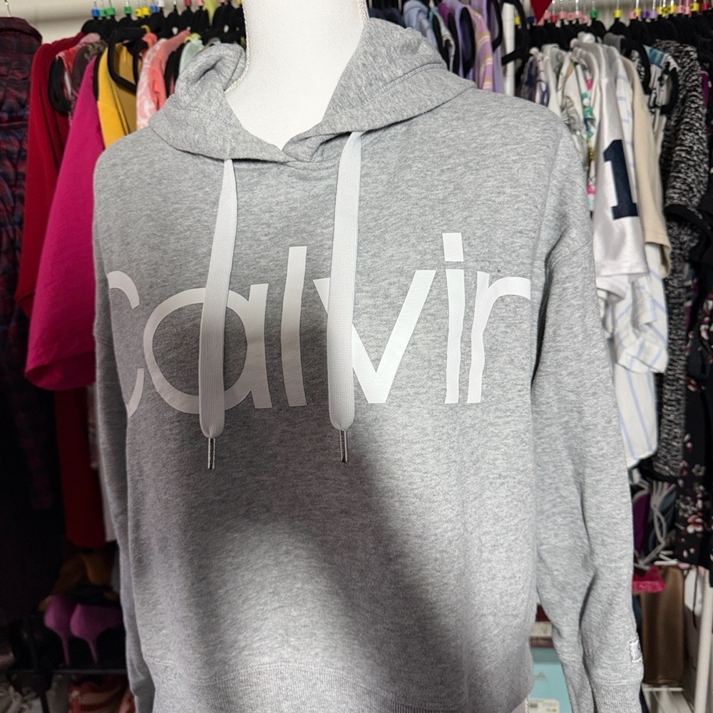 Calvin Klein Light Gray Logo Hoodie size small - Picture 5 of 7